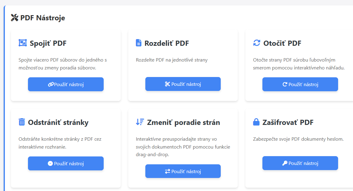Náhľad projektu PDF Processing App